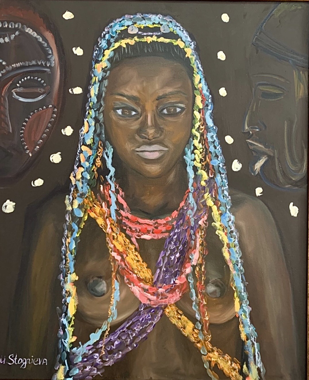 African Woman. Power of Spirits — original painting by Marina Stognieva, oil on canvas, 2019